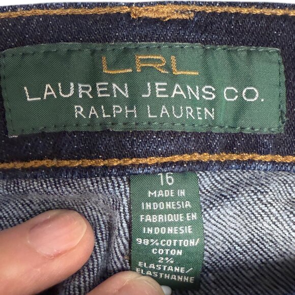 Women's‎ LRL LAUREN JEANS CO. Classic Straight Dark Jeans- Size 16 - Picture 9 of 11